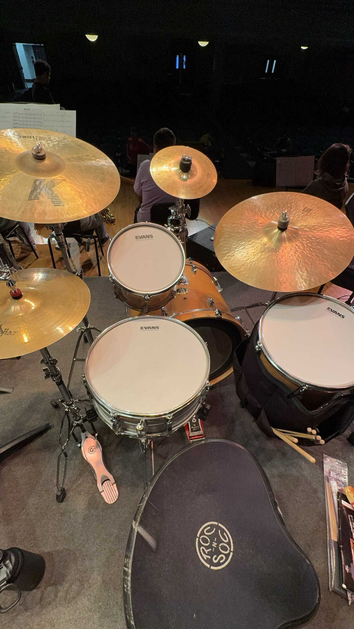 My high schools drum set at a concert
